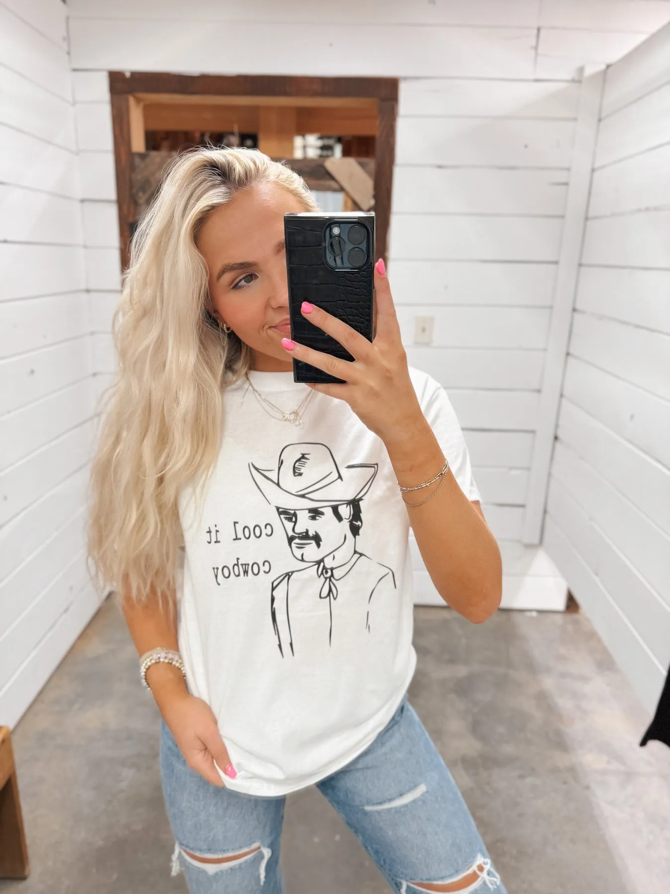 COOL IT COWBOY WHITE TEE