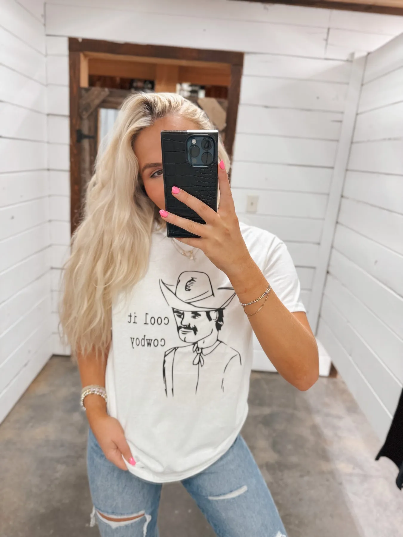 COOL IT COWBOY WHITE TEE