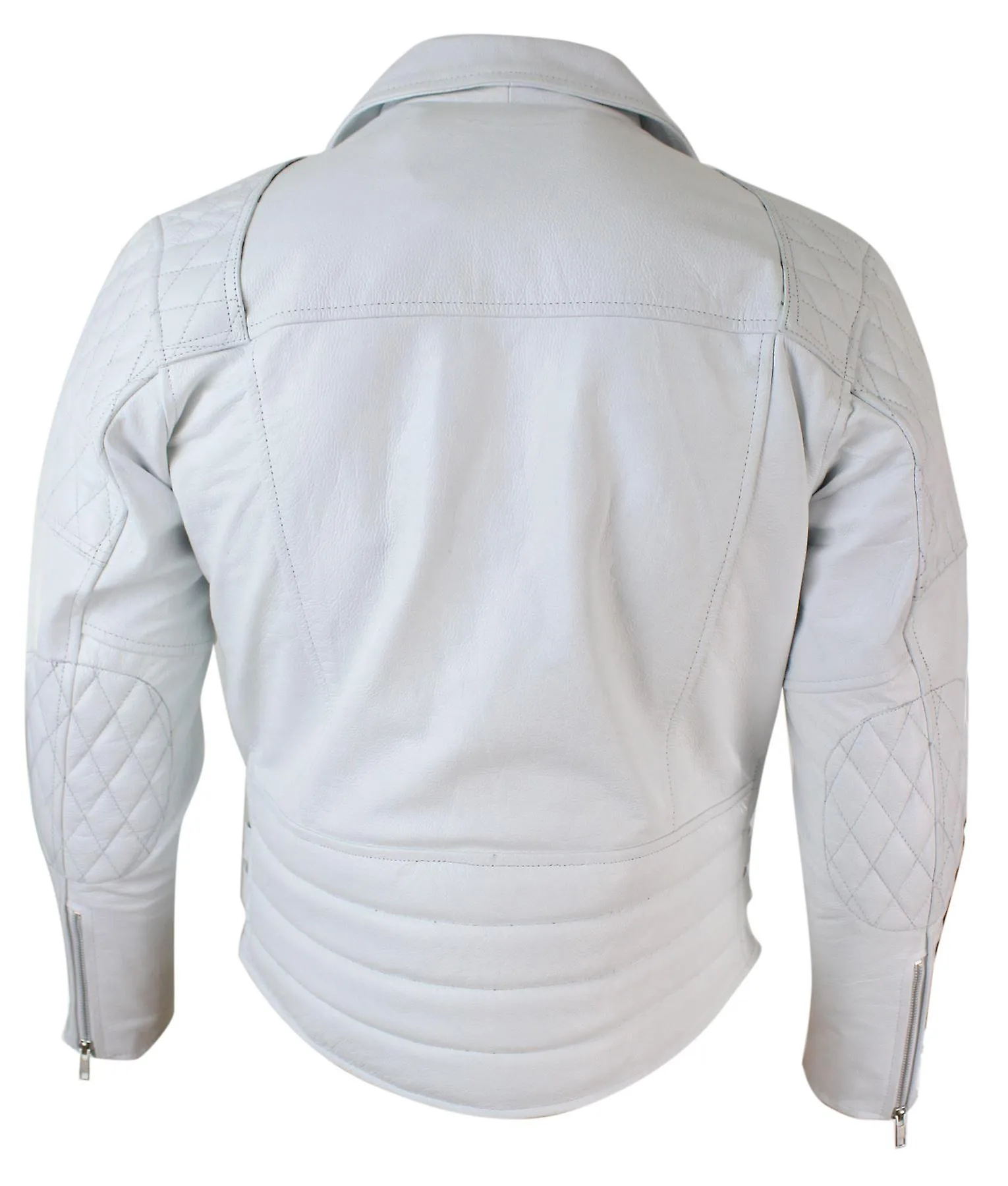 Cross Hombre Zip Cow Hide Chaqueta motera acolchada Brando Vintage