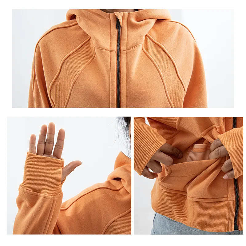 Diseñador sudadera con capucha sudadera sudadera de yoga de gran tamaño chaqueta de pista completa chaqueta de pista suave acoge