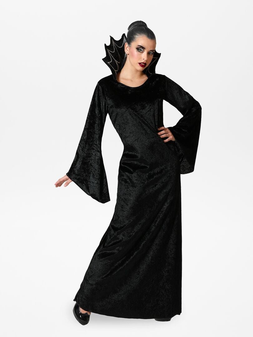 DISFRAZ DE TERCIOPELO 'BRUJA'  NEGRO VIOLETA