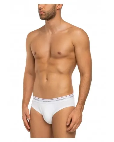 DSQUARED2  PACK 3 SLIPS DE ALGODóN CON VIVOS Y LOGO EN CINTURILLA