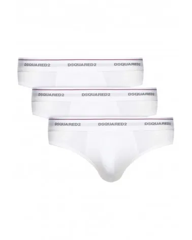 DSQUARED2  PACK 3 SLIPS DE ALGODóN CON VIVOS Y LOGO EN CINTURILLA