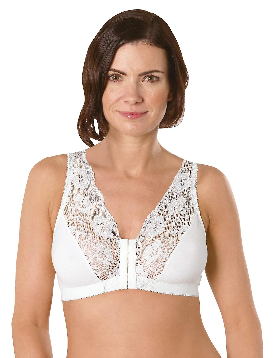 Eden House | Quality | Pack of 3 Bra Cotton Lace Front Fastening Magic Bra