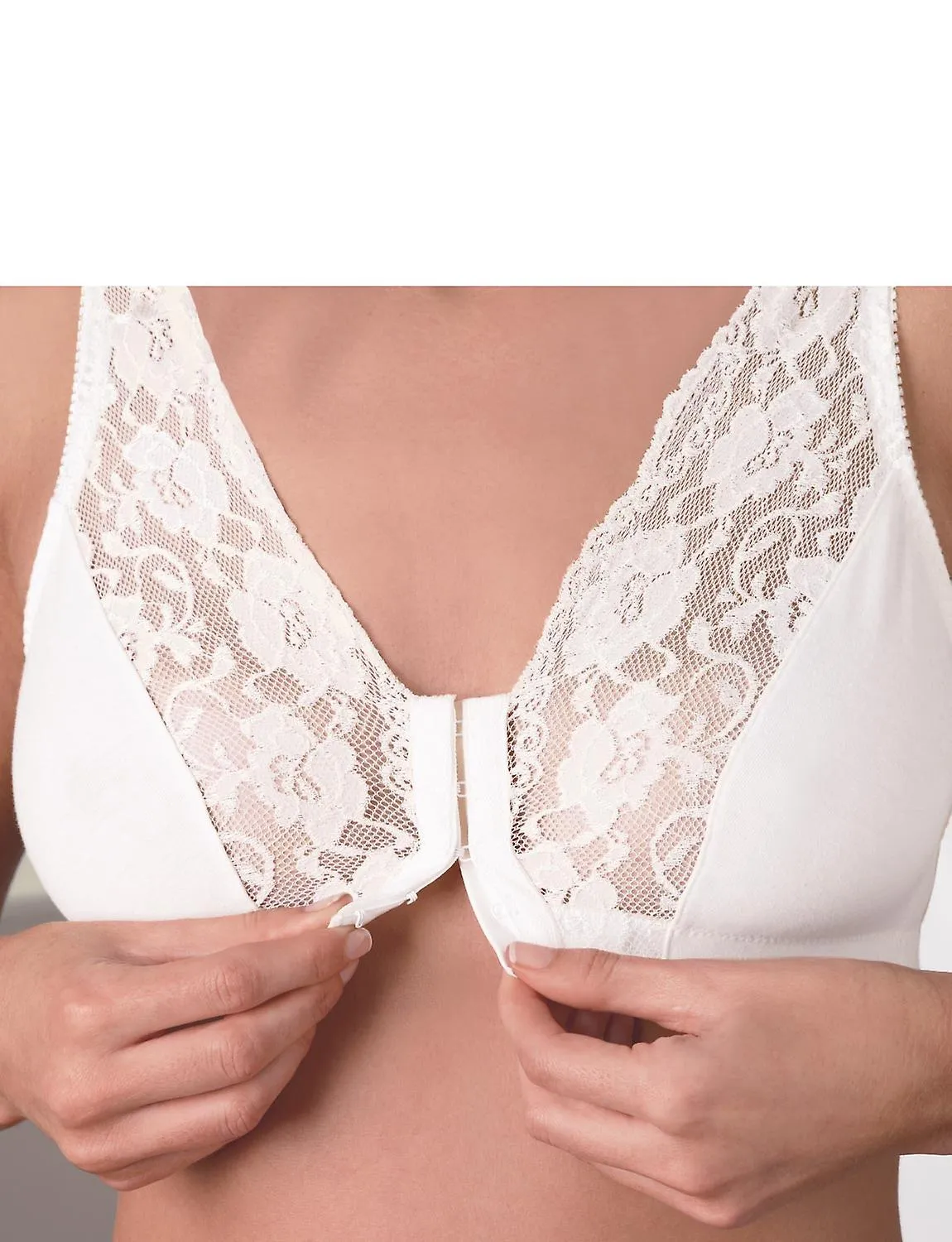 Eden House | Quality | Pack of 3 Bra Cotton Lace Front Fastening Magic Bra
