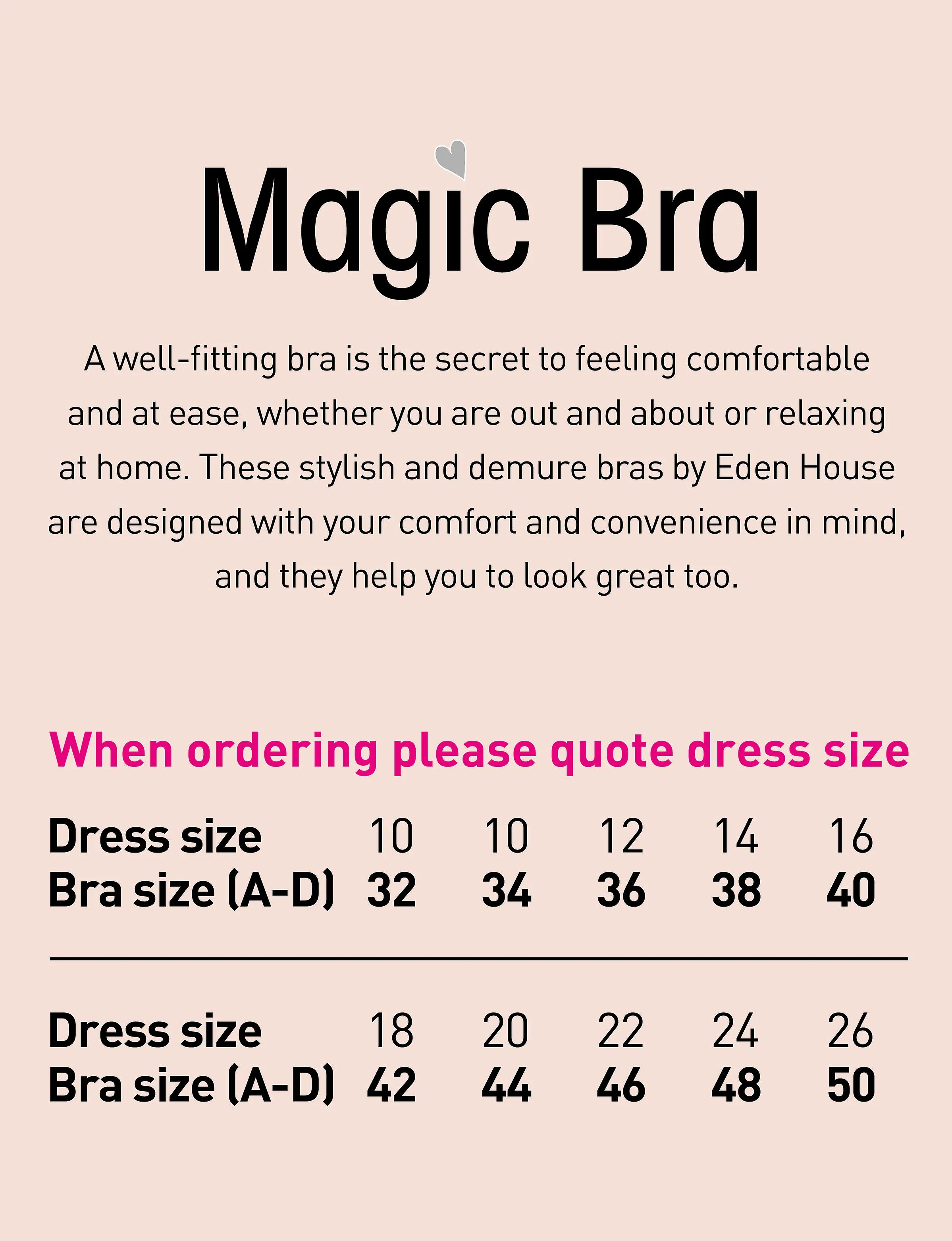 Eden House | Quality | Pack of 3 Bra Cotton Lace Front Fastening Magic Bra