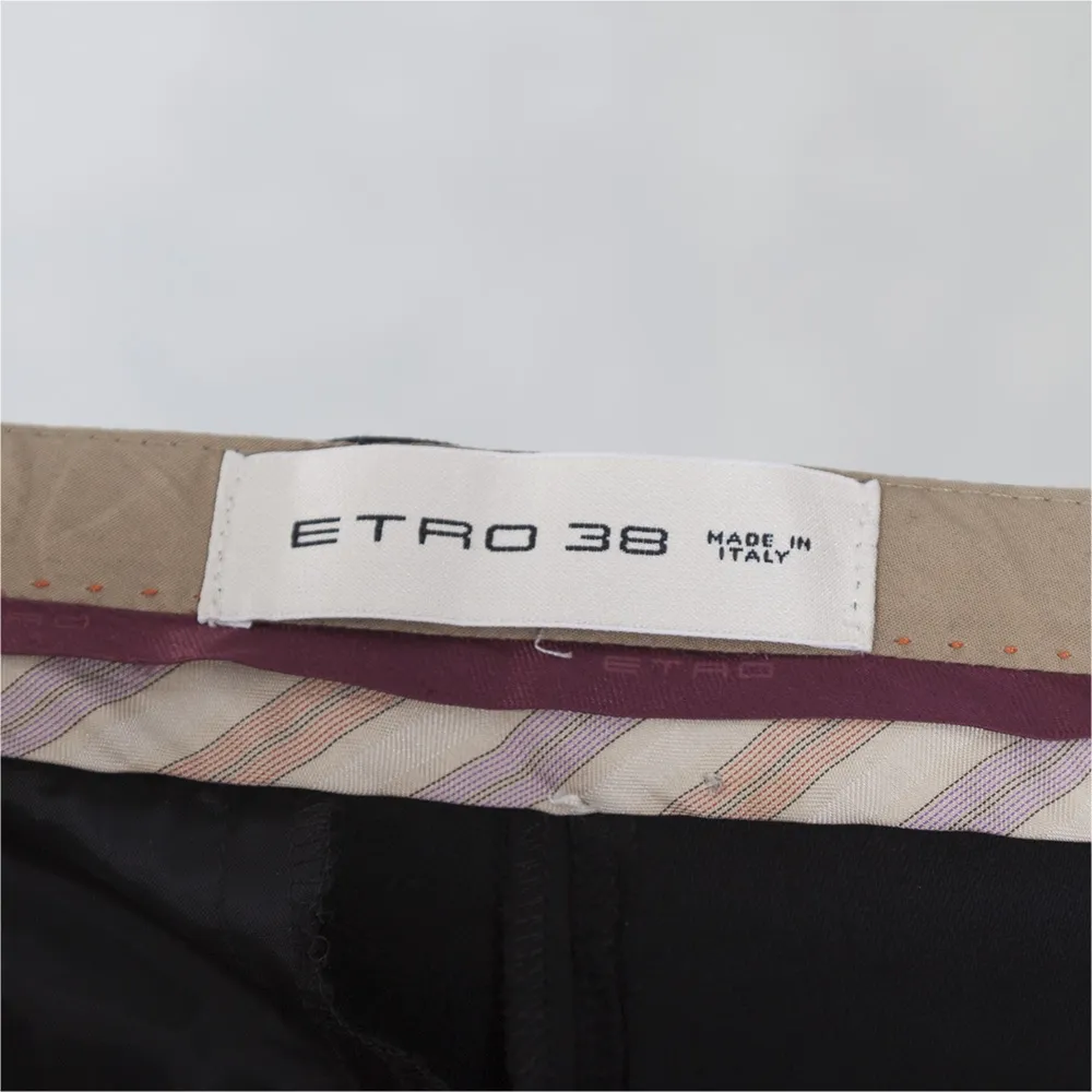 Etro Pantalón Negro Galón Rosa T XS