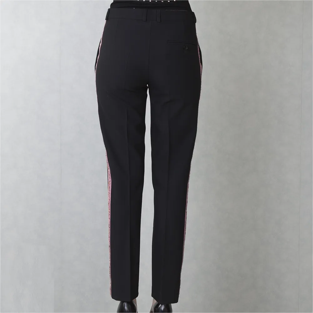 Etro Pantalón Negro Galón Rosa T XS