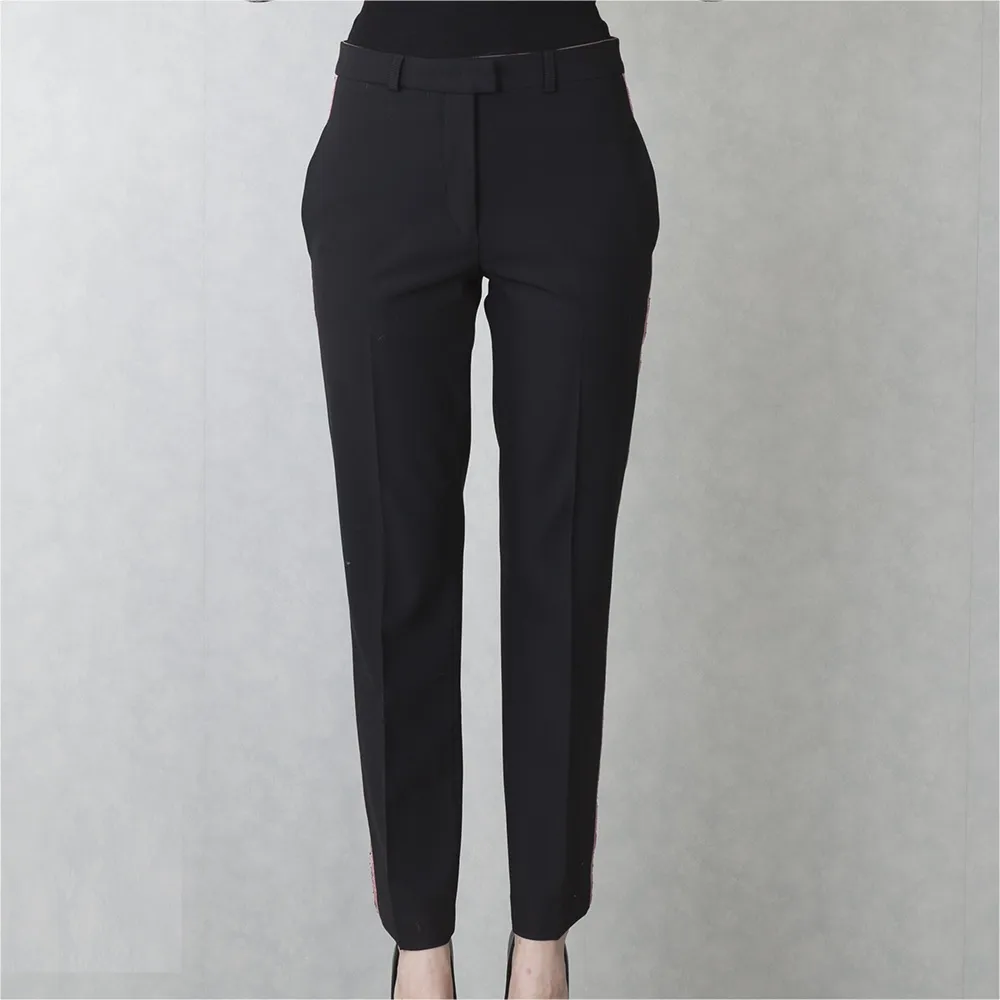 Etro Pantalón Negro Galón Rosa T XS