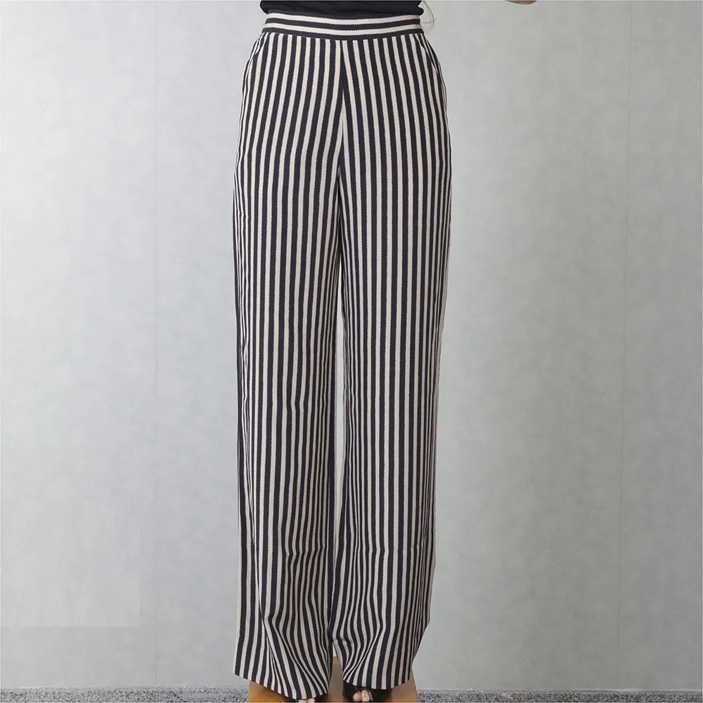 Etro Pantalón Rayas Negro y Beige T 36