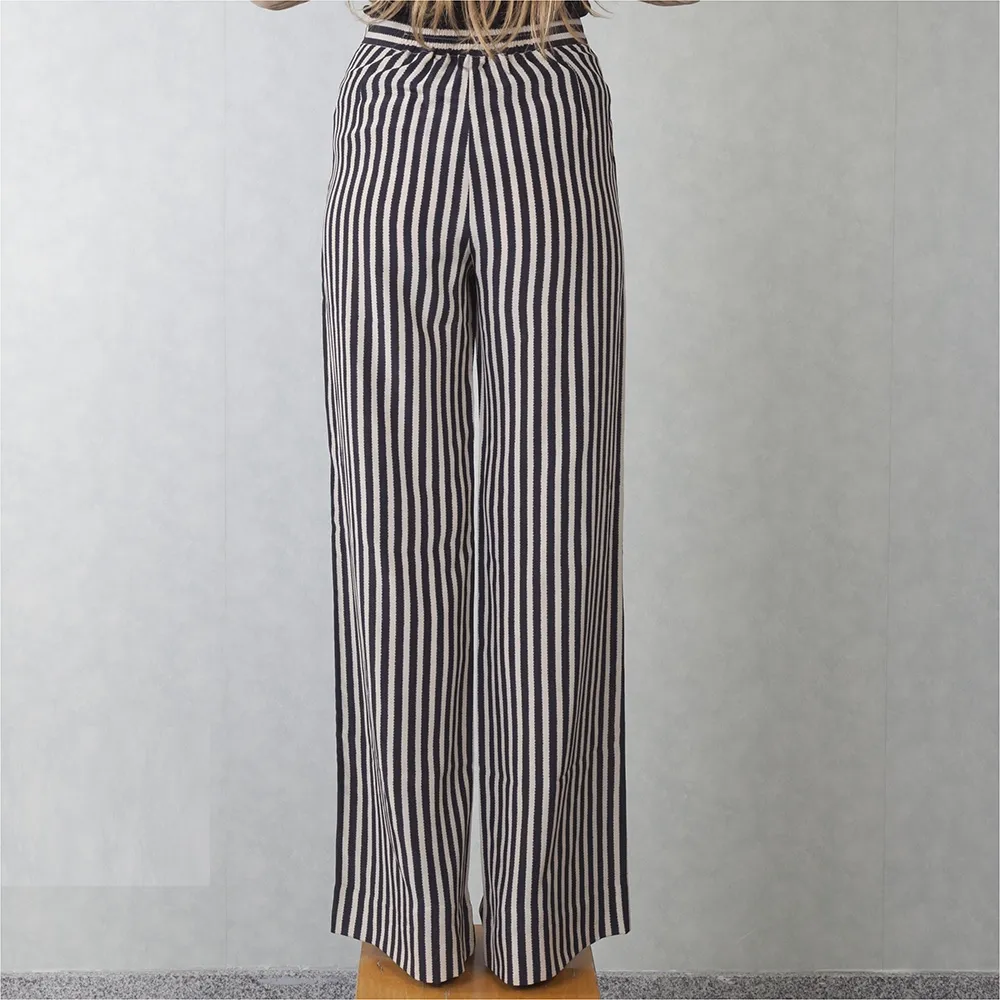 Etro Pantalón Rayas Negro y Beige T 36