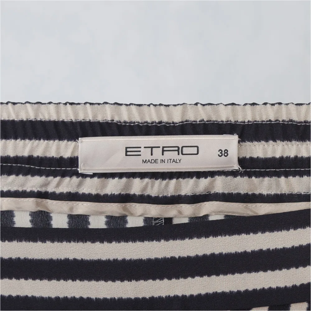 Etro Pantalón Rayas Negro y Beige T 36