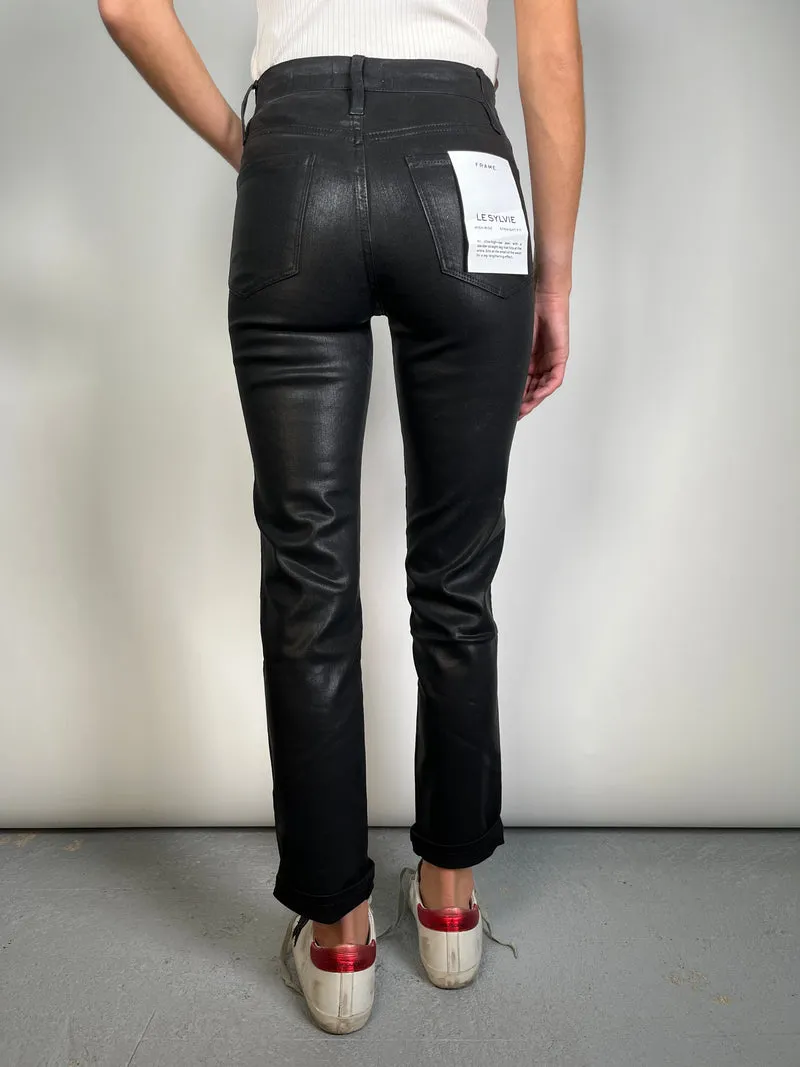 FRAME Pantalón Engomado Skinny De Jeanne