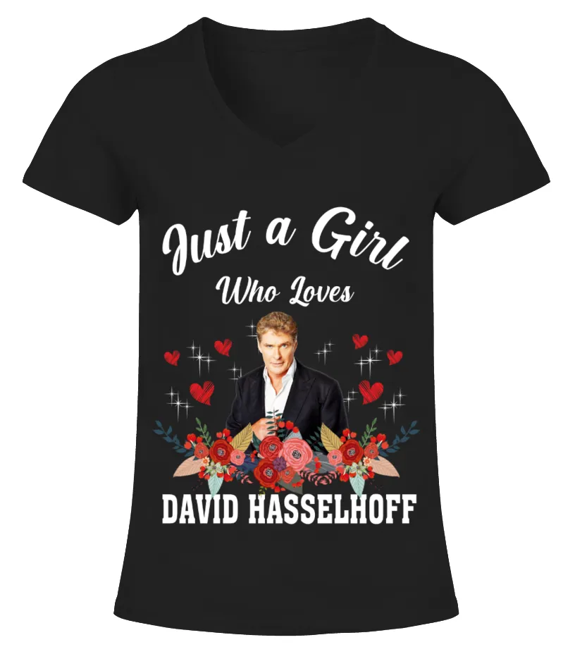 GIRL WHO LOVES DAVID HASSELHOFF Camiseta cuello pico Mujer