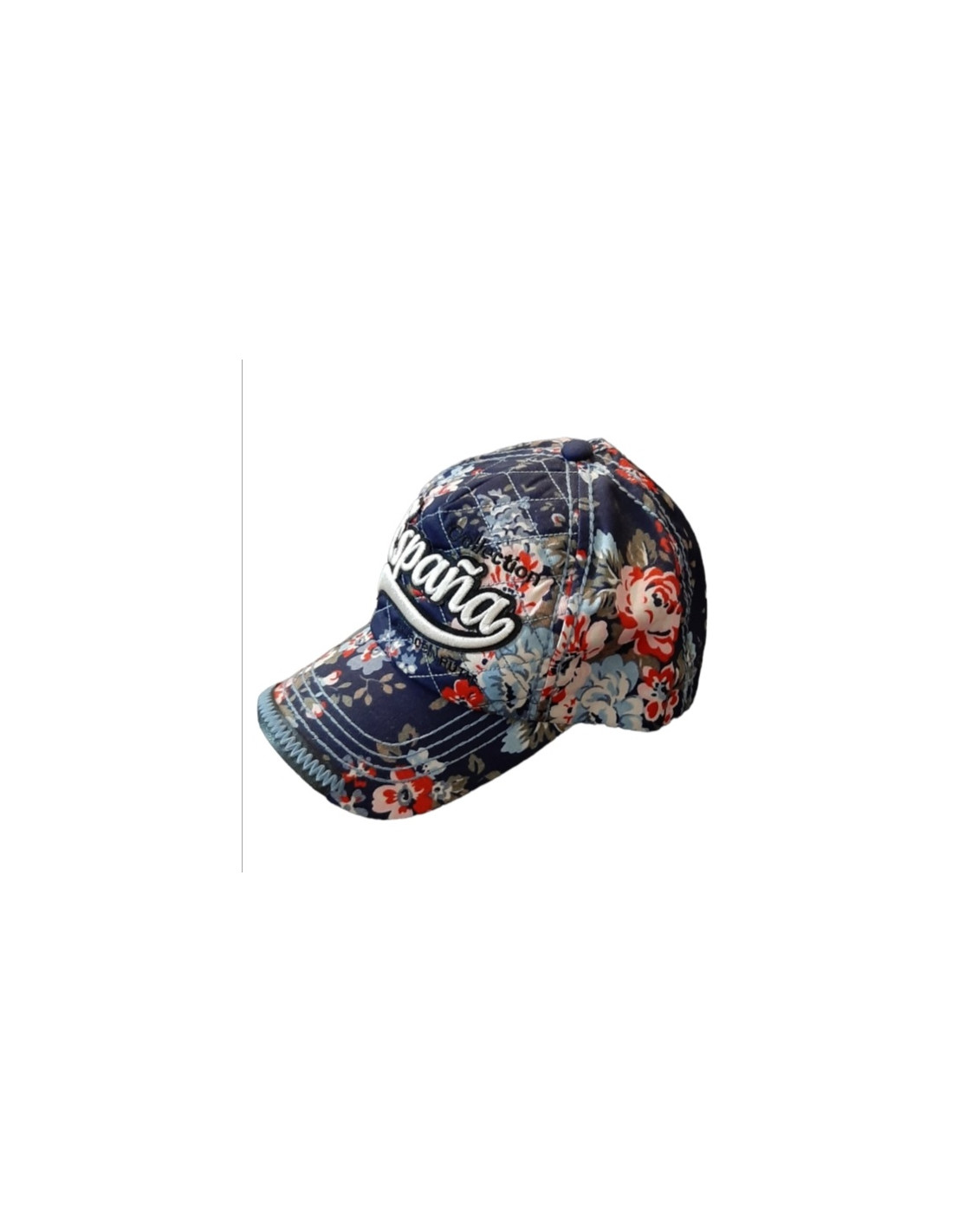 Gorra España Mujer Flores Azul Marino