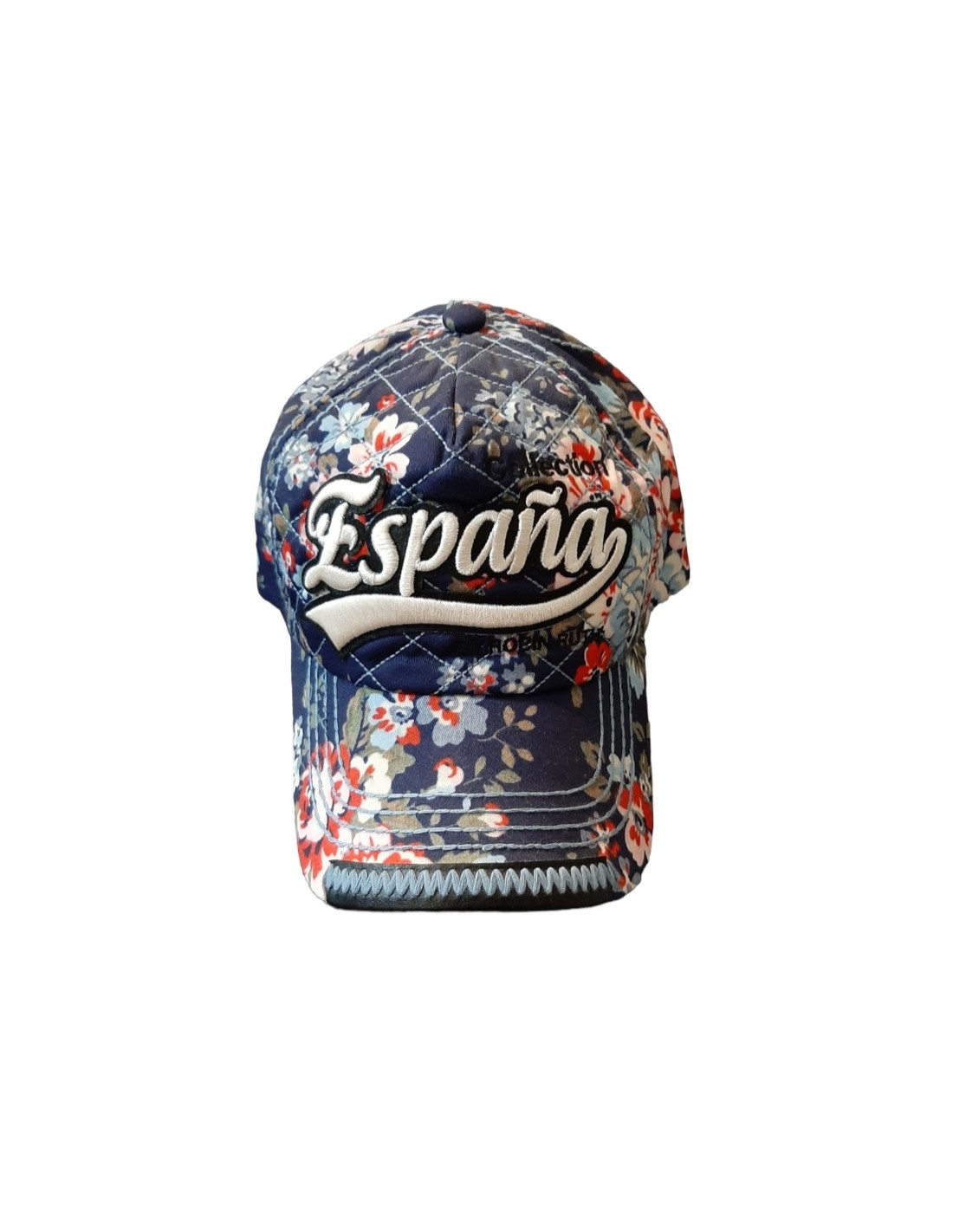 Gorra España Mujer Flores Azul Marino