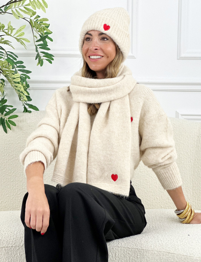 Gorro & Bufanda Cuore Beige