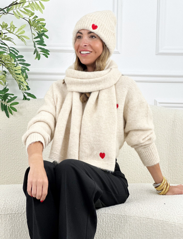 Gorro & Bufanda Cuore Beige
