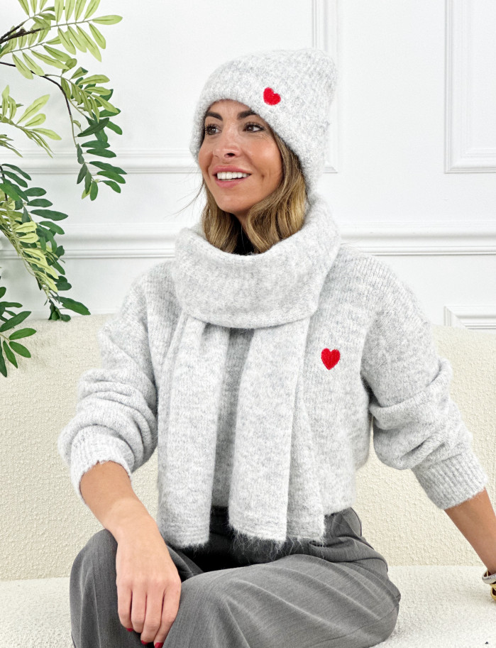Gorro & Bufanda Cuore Gris