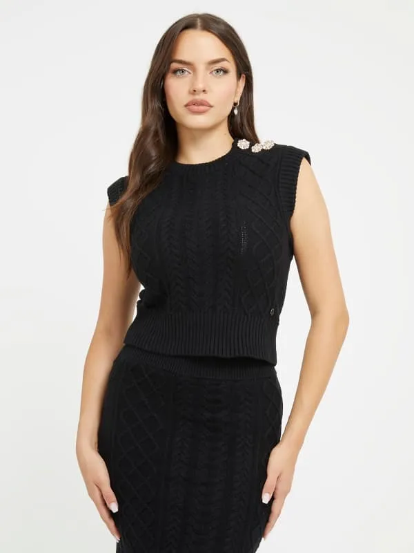 GUESS Cables Knit Sweater Top