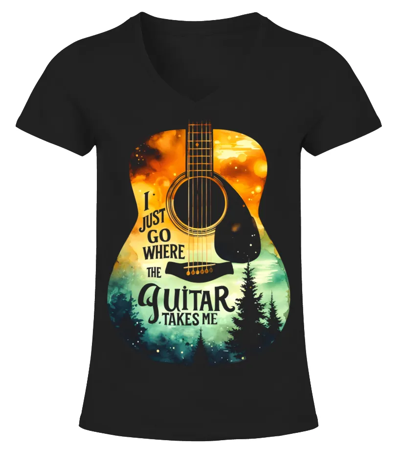 GUITARTAKE ME V1 CAMISETA CUELLO PICO MUJER