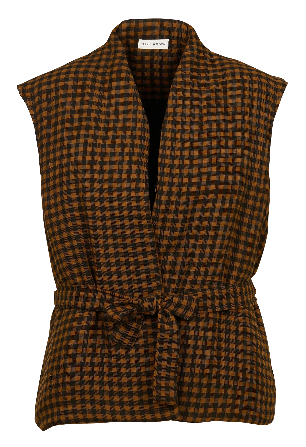 HARRIS WILSON FLORIDE  CHAQUETA DE CUADROS CON CUELLO DE PICO EN MARRON