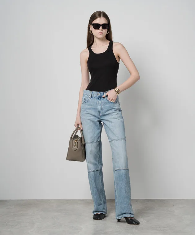 Helmut Lang Black top with monogram logo embroidery