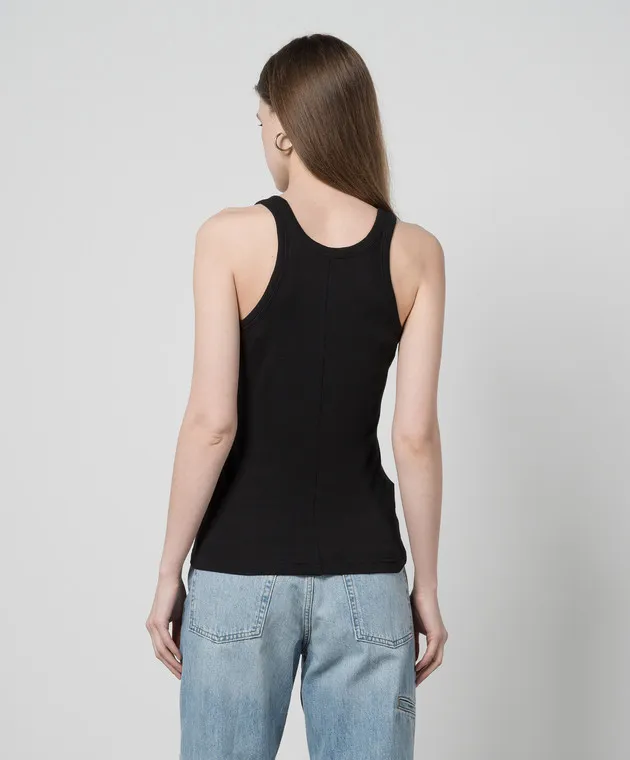 Helmut Lang Black top with monogram logo embroidery