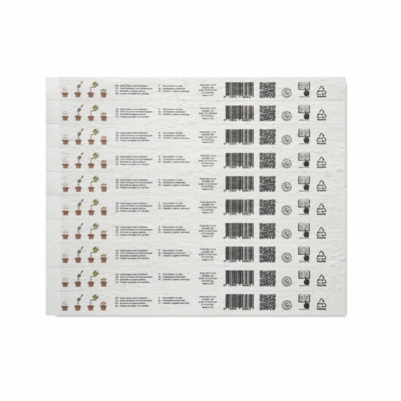 Hoja de 10 pulseras para eventos Bandsee