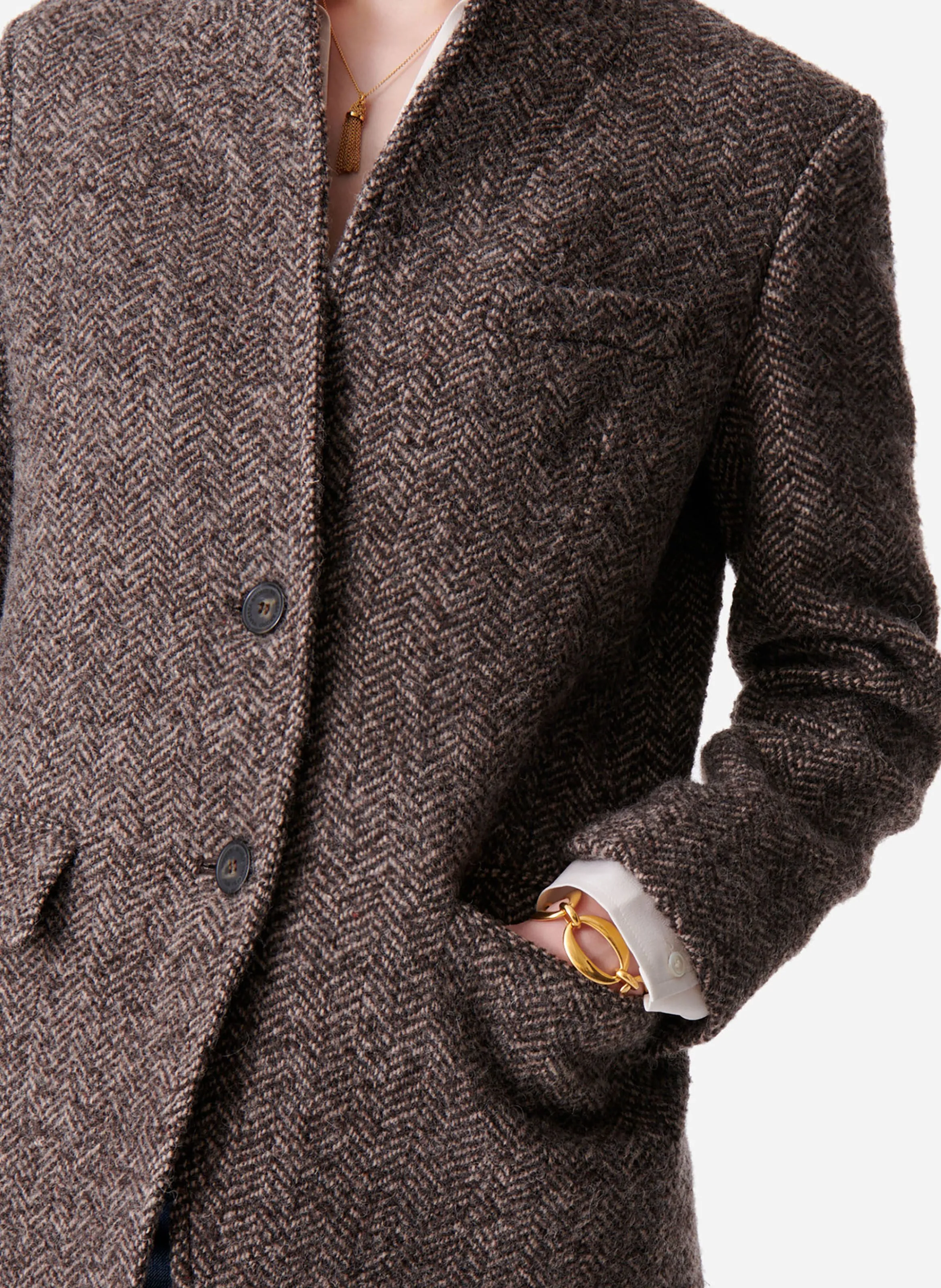 JOVANKA  CHAQUETA DE TRAJE CON CUELLO DE PICO EN MARRON