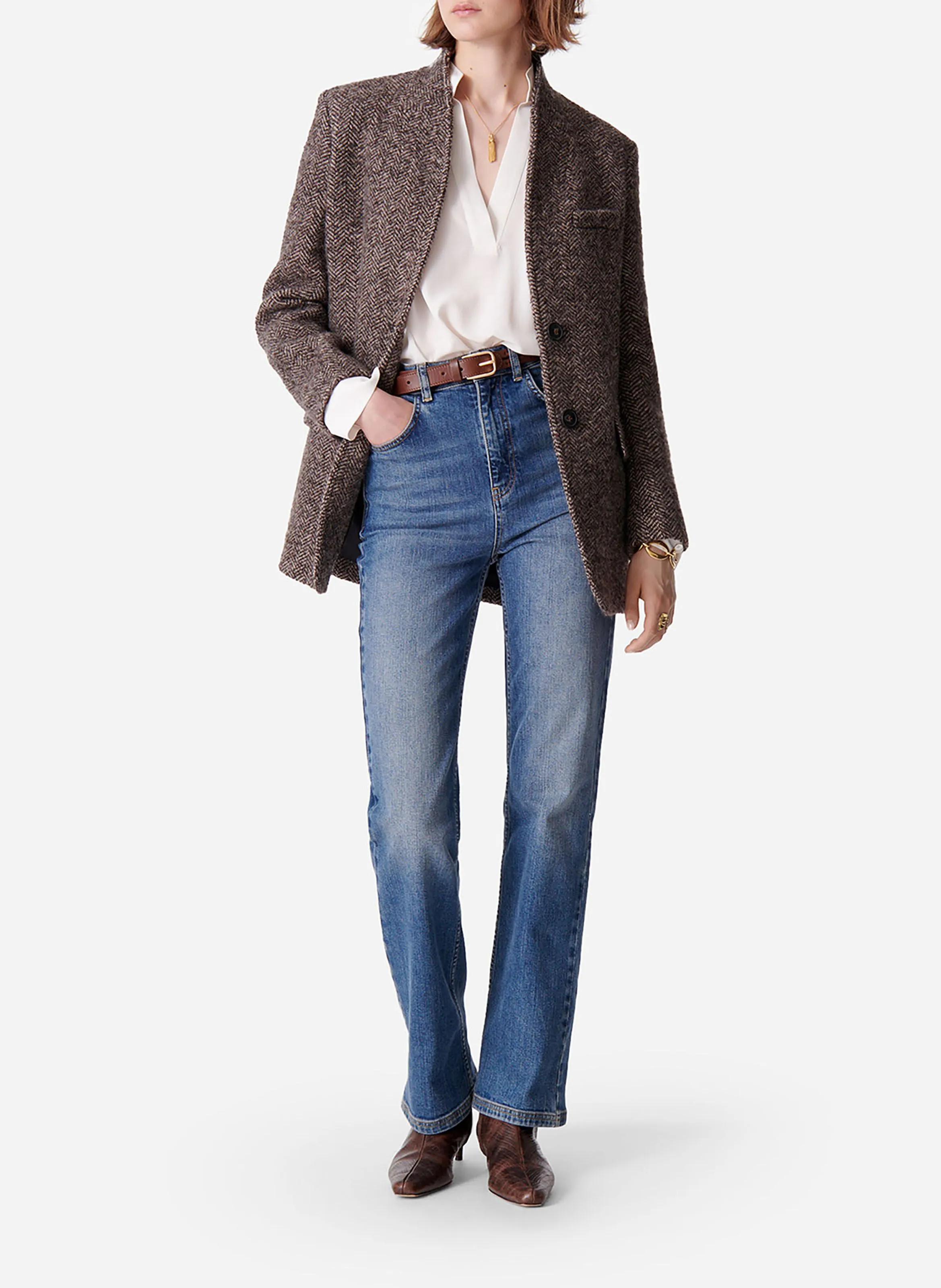 JOVANKA  CHAQUETA DE TRAJE CON CUELLO DE PICO EN MARRON