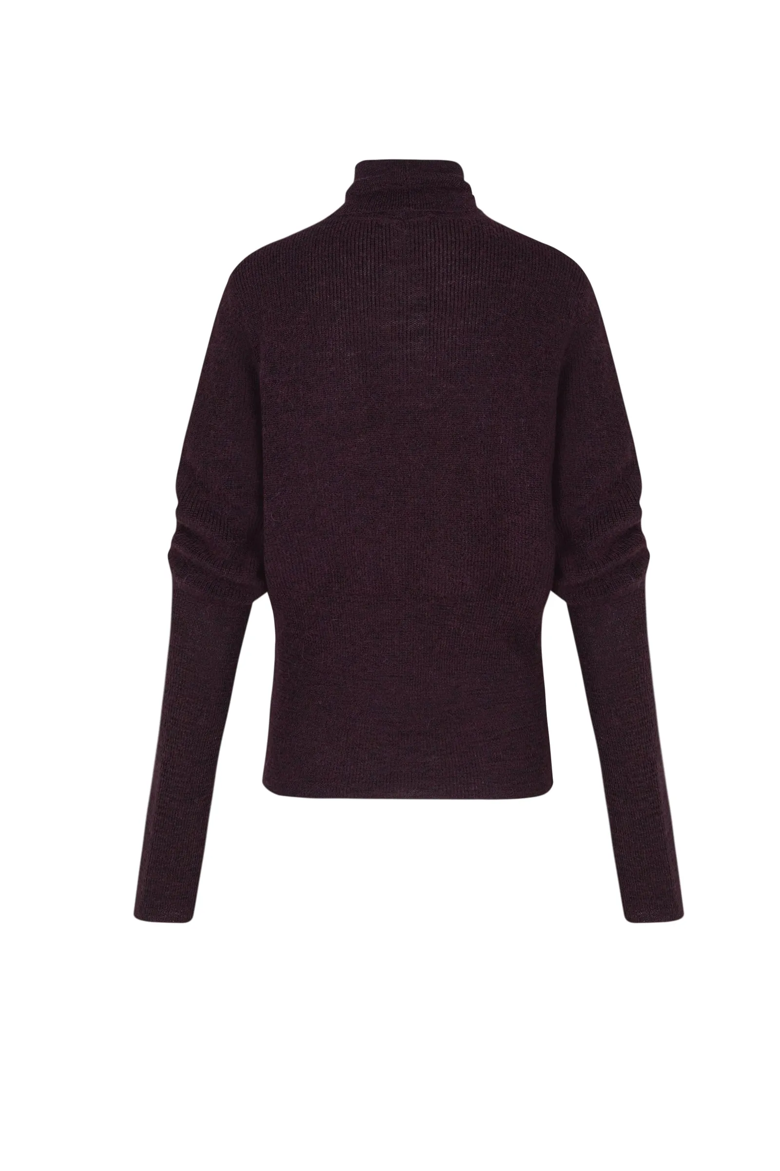 Kaia, burgundy turtleneck sweater