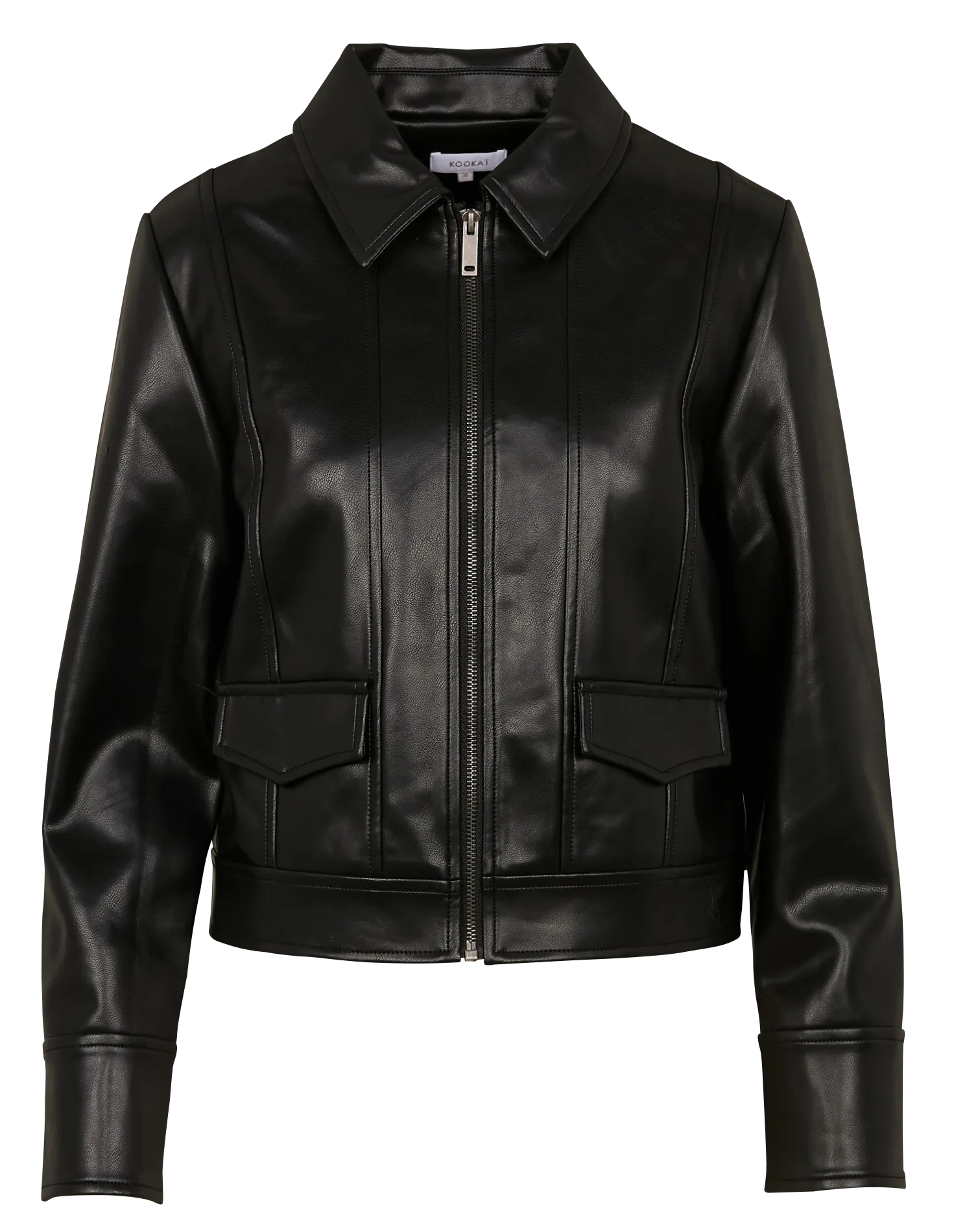 KENDALL  CHAQUETA CUELLO CLáSICO RECTA EFECTO CUERO EN NEGRO