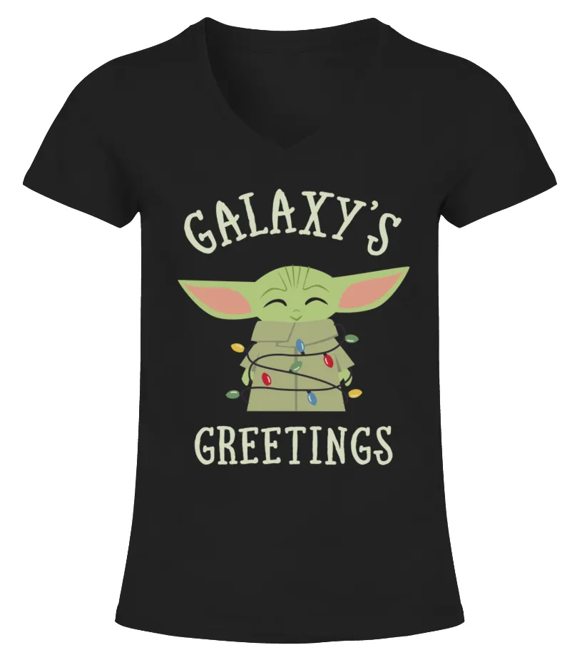 Mandalorian Yoda Child Galaxy’s Greetings Camiseta cuello pico Mujer