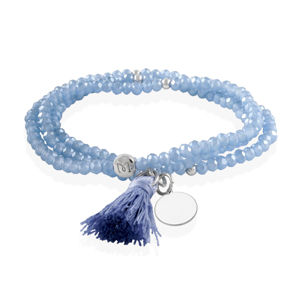 MARINA GARCíA PULSERA ZEN AZUL CHAPA PERSONALIZABLE PLATA  MARINA GARCÍA