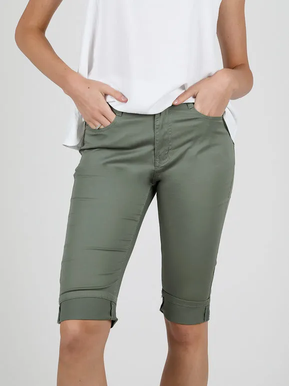 Max & Liu Pantalón capri de algodón para mujer