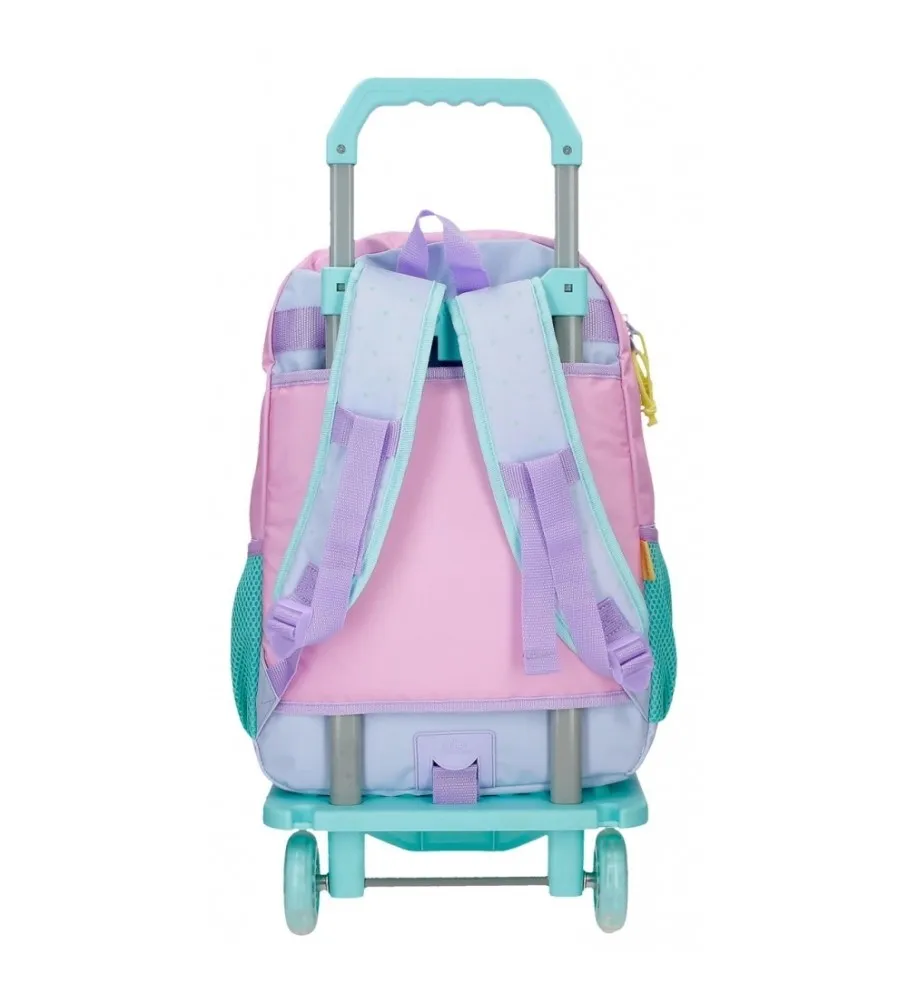 Mochila 42cm My Favourite place con carro turquesa, lila