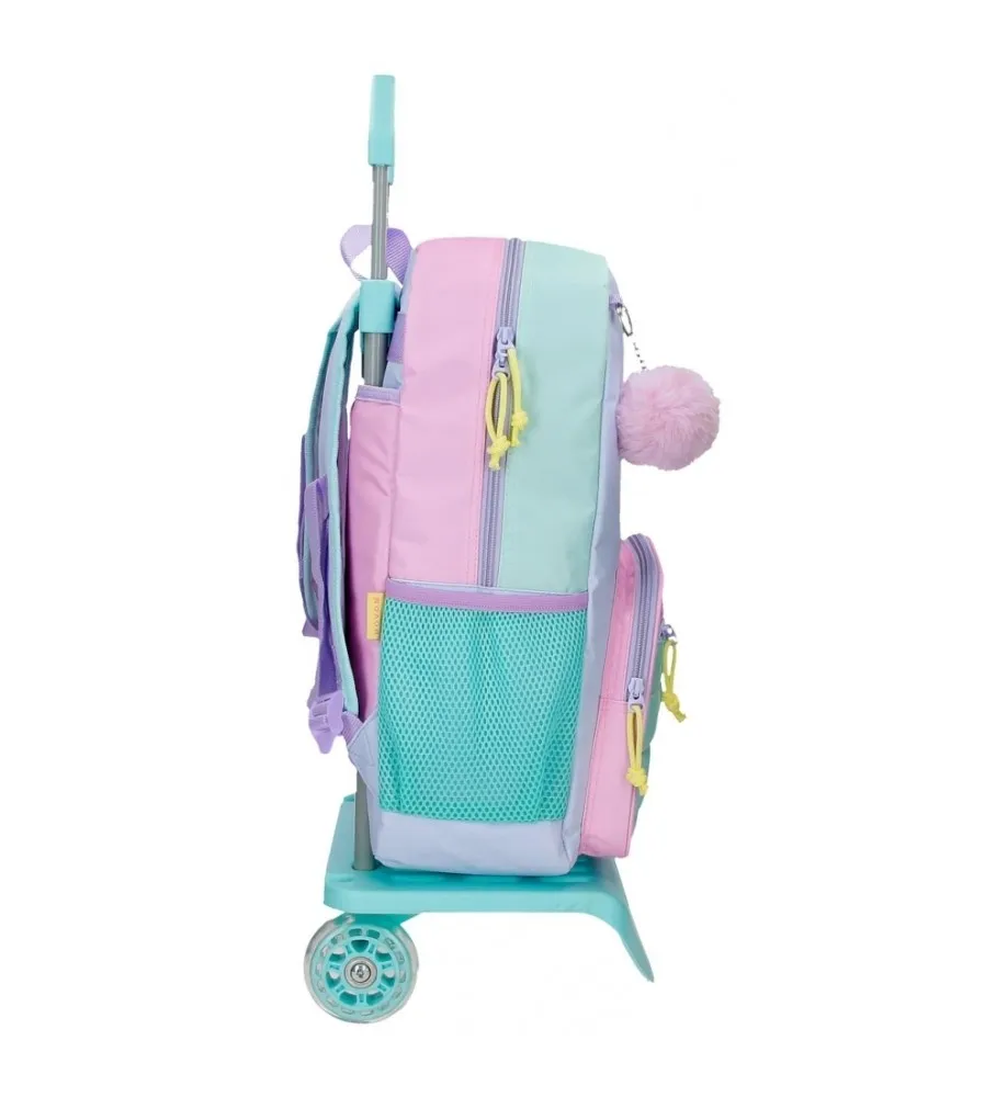 Mochila 42cm My Favourite place con carro turquesa, lila