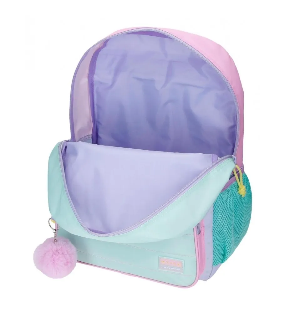 Mochila 42cm My Favourite place con carro turquesa, lila