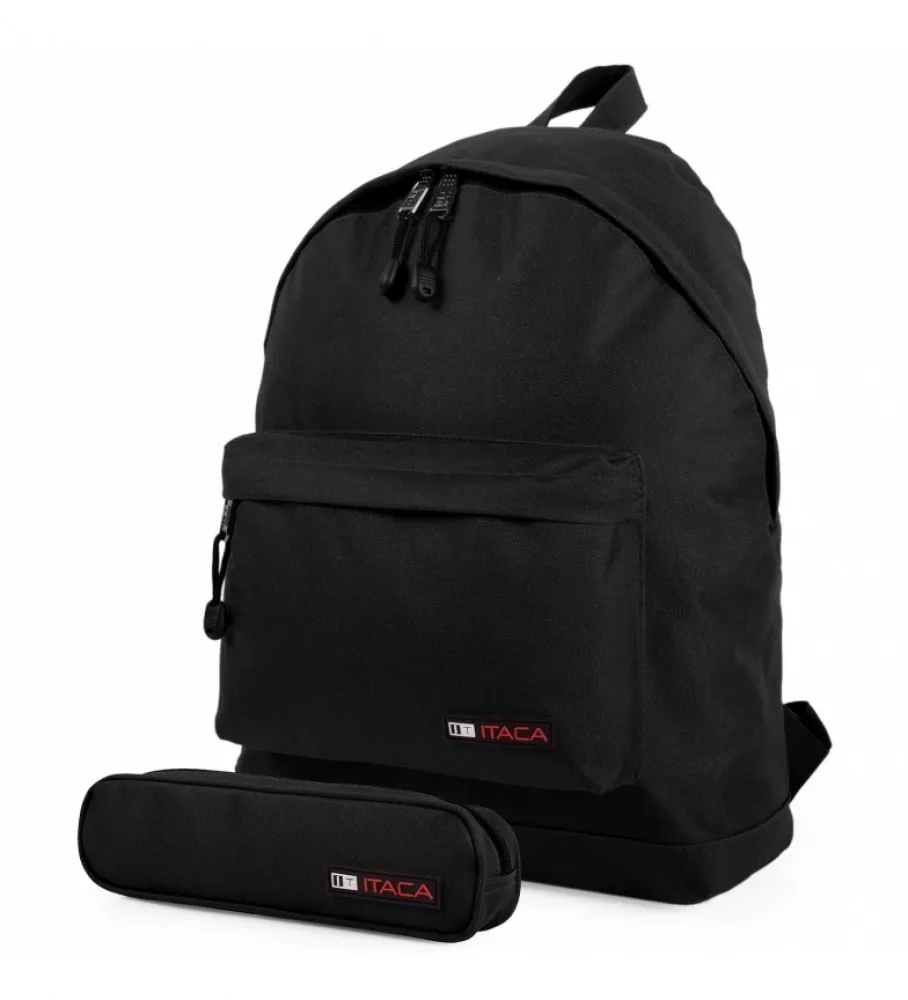 MOCHILA Y PORTATODO NEGRO 31X43X14CM