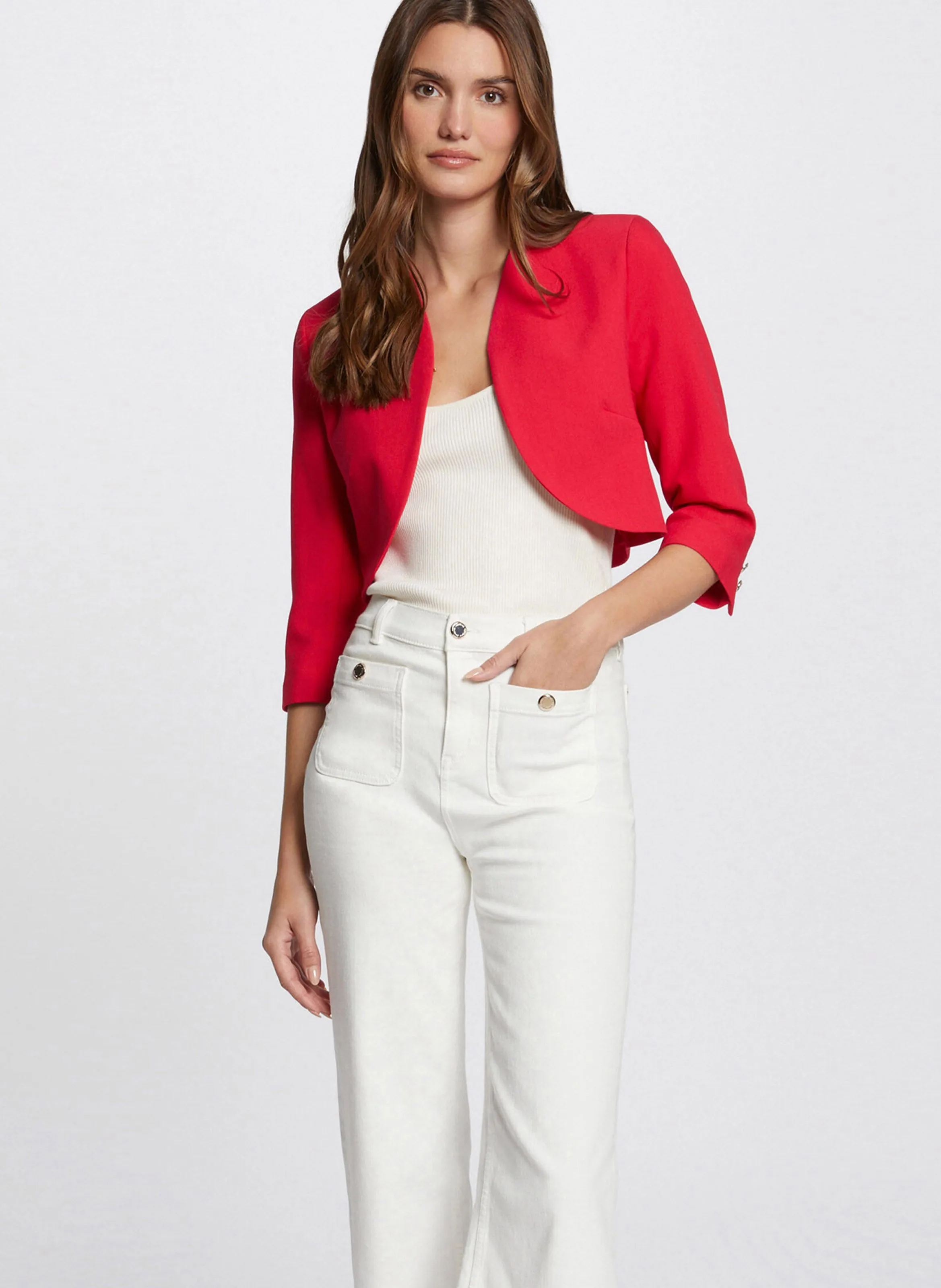 MORGAN VELEO.F  CHAQUETA BOLERO RECTA EN ROJO