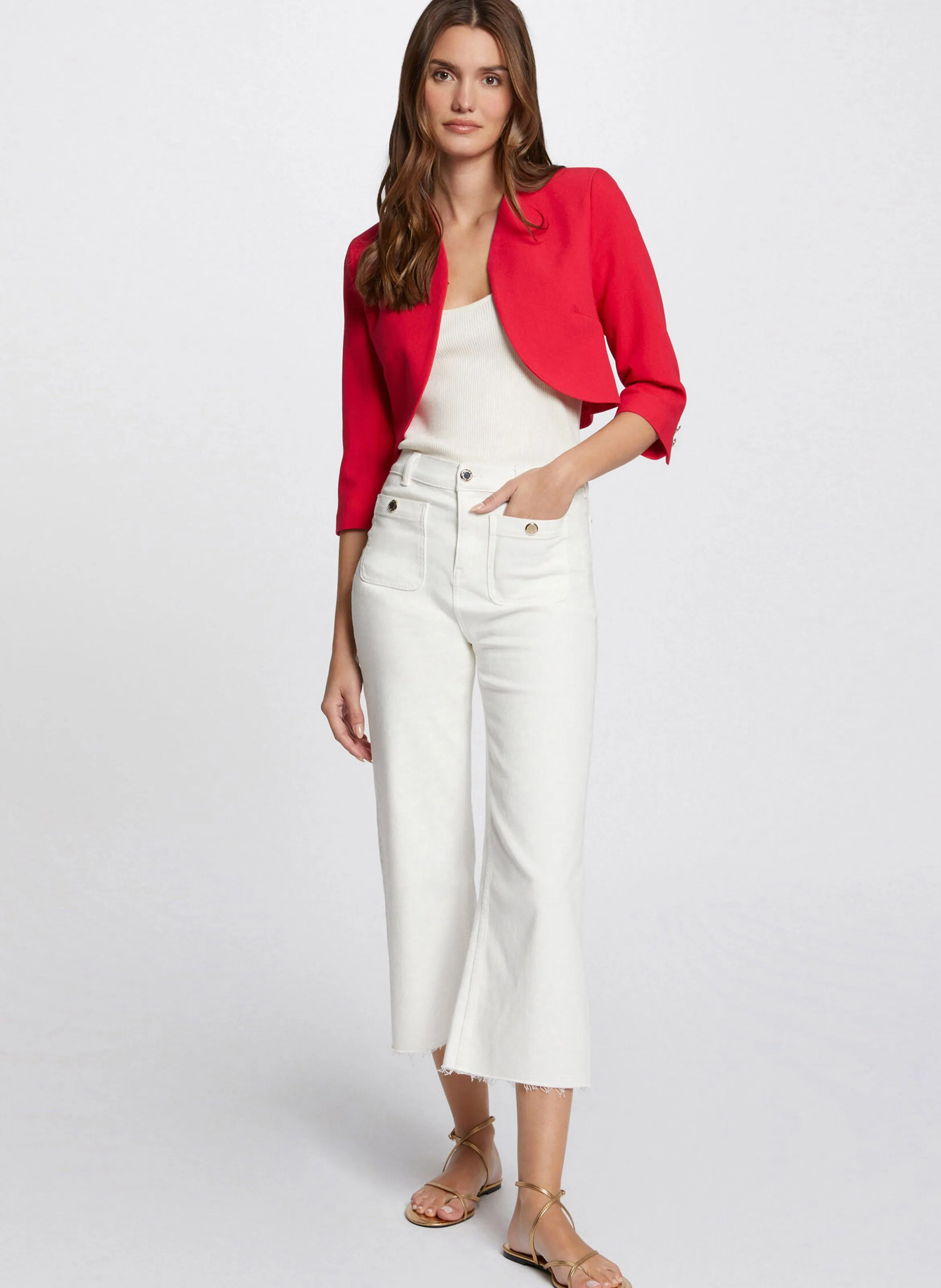 MORGAN VELEO.F  CHAQUETA BOLERO RECTA EN ROJO