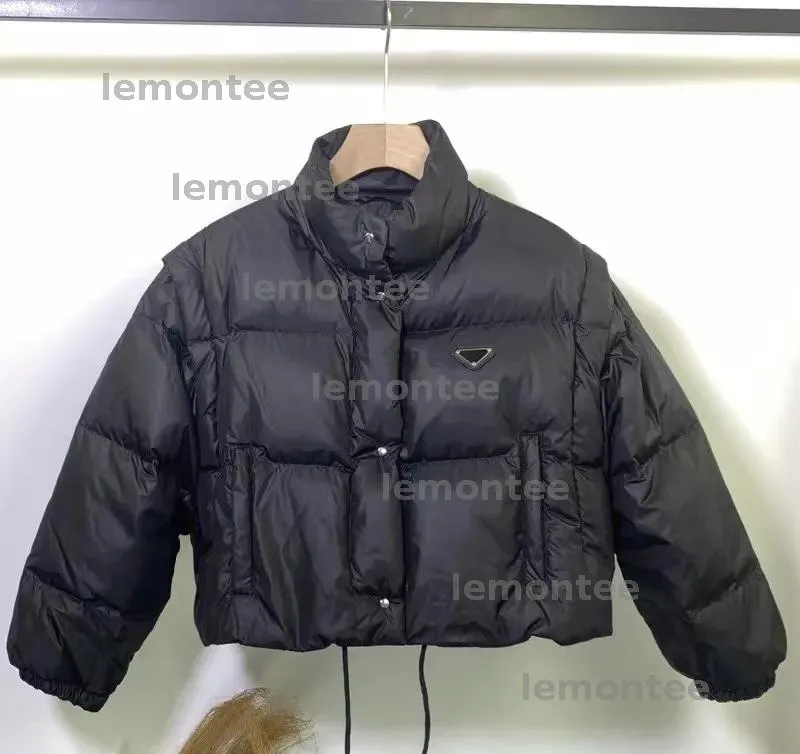 Mujeres de la chaqueta de invierno Triángulo de lujo insignia de ropa de abrigo mangas de diseñador de diseñador desapacitado al