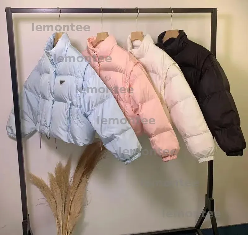 Mujeres de la chaqueta de invierno Triángulo de lujo insignia de ropa de abrigo mangas de diseñador de diseñador desapacitado al