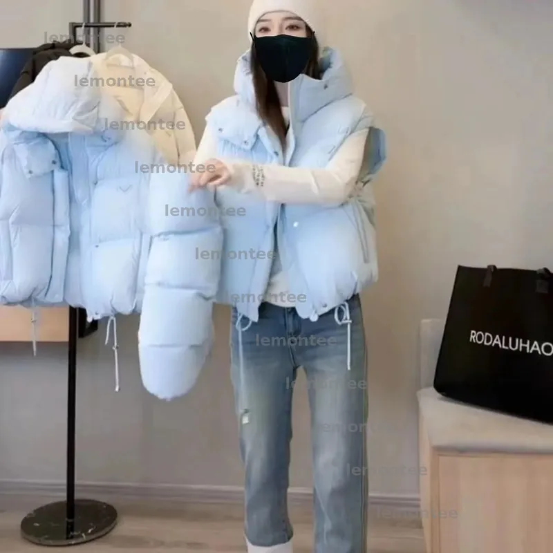 Mujeres de la chaqueta de invierno Triángulo de lujo insignia de ropa de abrigo mangas de diseñador de diseñador desapacitado al