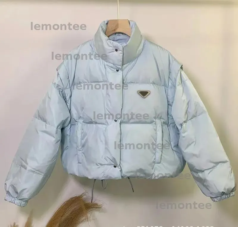Mujeres de la chaqueta de invierno Triángulo de lujo insignia de ropa de abrigo mangas de diseñador de diseñador desapacitado al