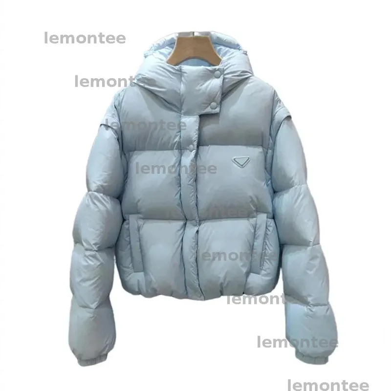 Mujeres de la chaqueta de invierno Triángulo de lujo insignia de ropa de abrigo mangas de diseñador de diseñador desapacitado al