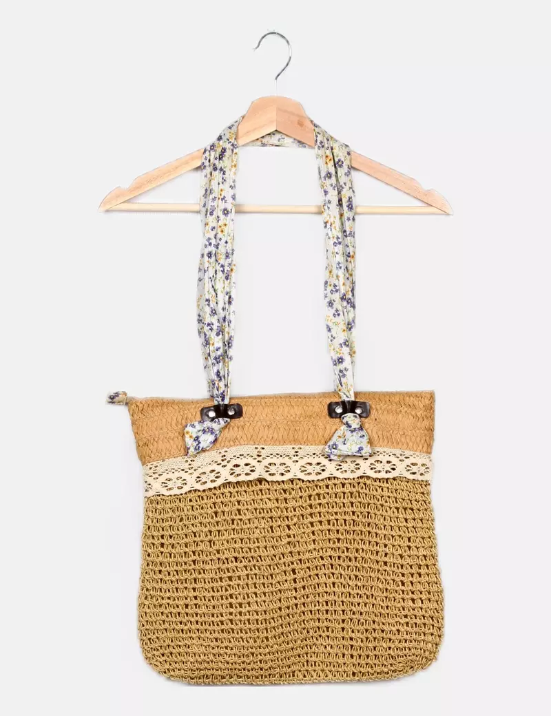 NoName Bolso rafia beige