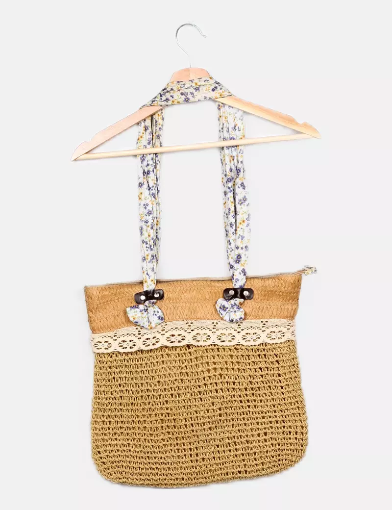NoName Bolso rafia beige