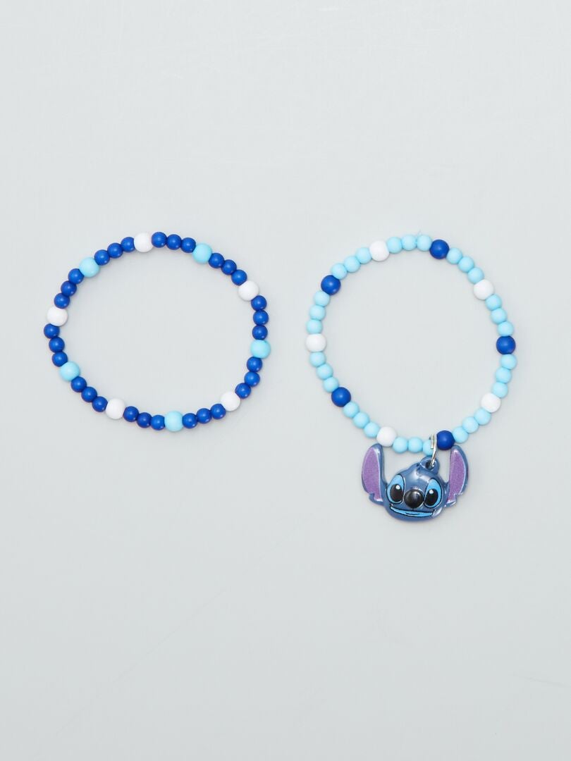 PACK DE 2 PULSERAS DE PERLAS 'STITCH'  AZUL